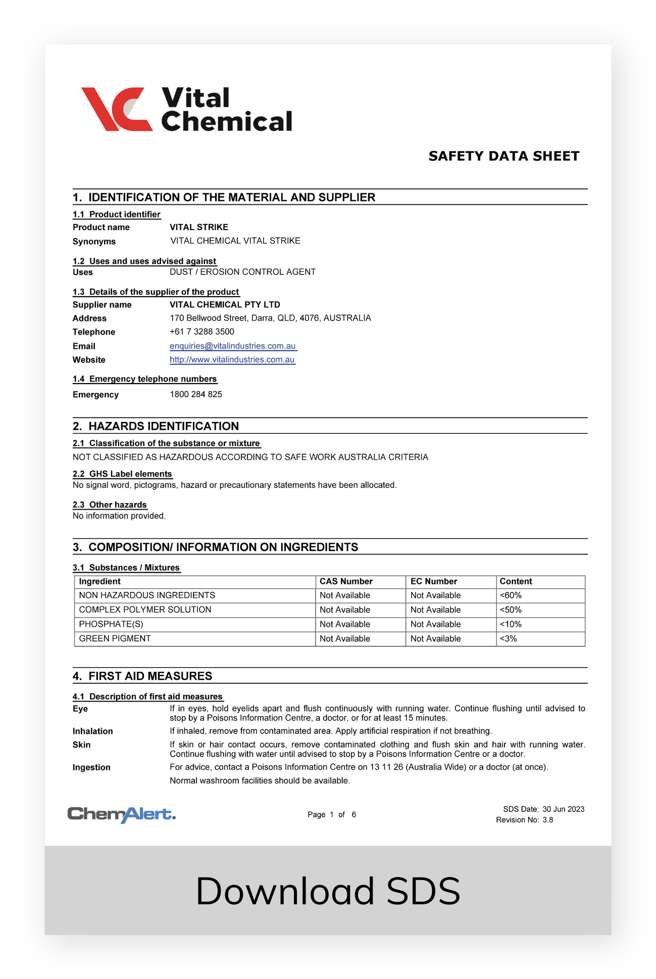 Vital Strike PDS and SDS Vital Chemical