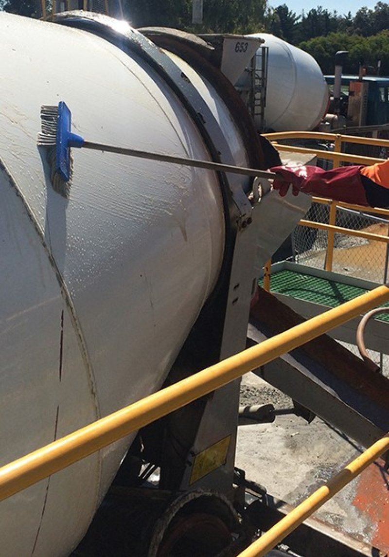 concrete removal chemical being used on a truck