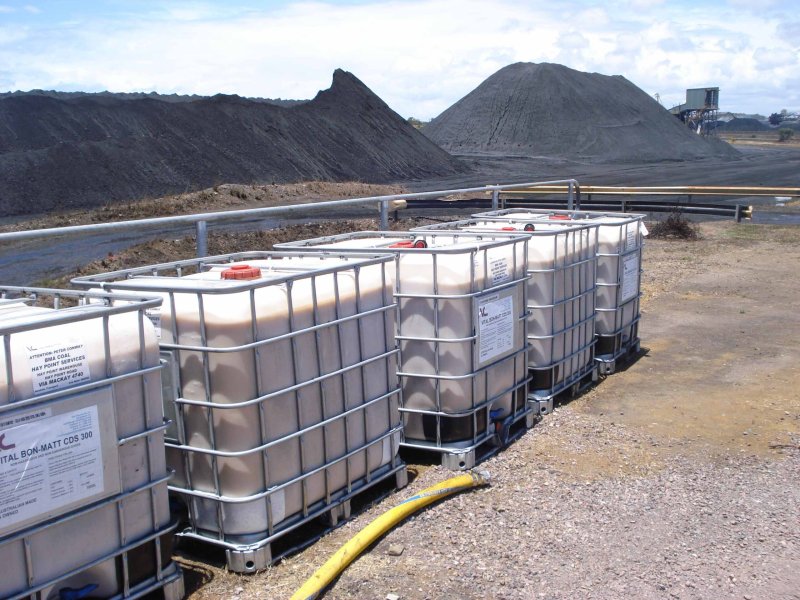 Tanks of chemicals at a mine