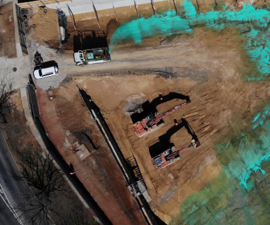 Aerial view of soil stabilising project